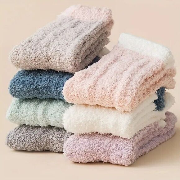 Fuzzy Cozy Socks for Women, Soft Fluffy Slipper Warm Sleep Socks 5 Pack NEW - Picture 5 of 10